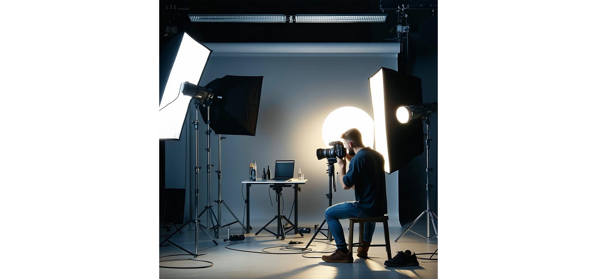 Photographer at work in stylish London studio